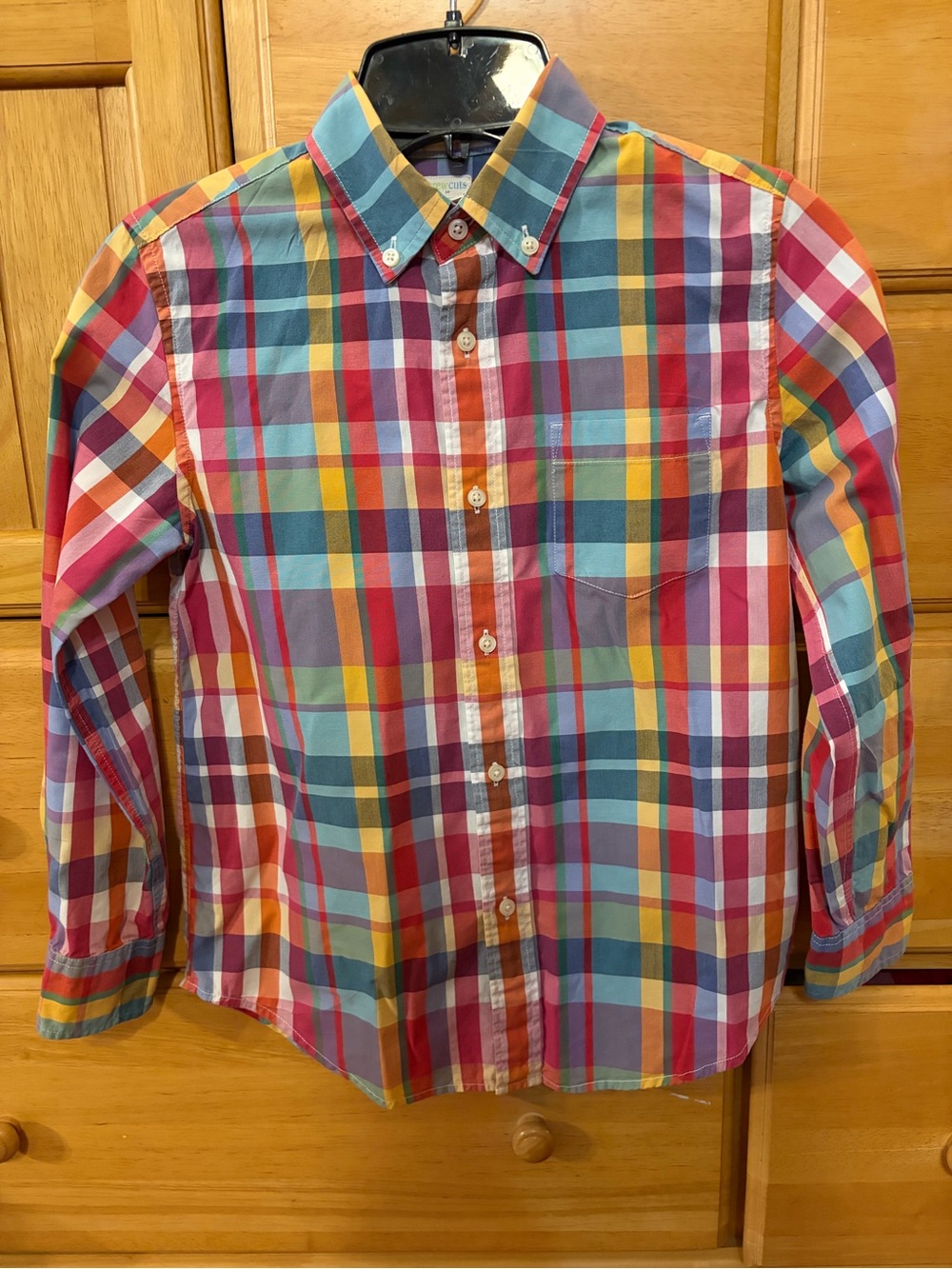 J. Crew CrewCuts Kids Line Boy's Colorful Plaid Button-Down Shirt Size 10